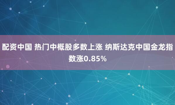 配资中国 热门中概股多数上涨 纳斯达克中国金龙指数涨0.85%